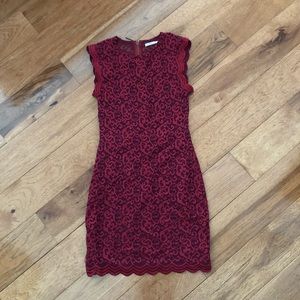 Urban Outfitters Maroon Body Con Lace Dress